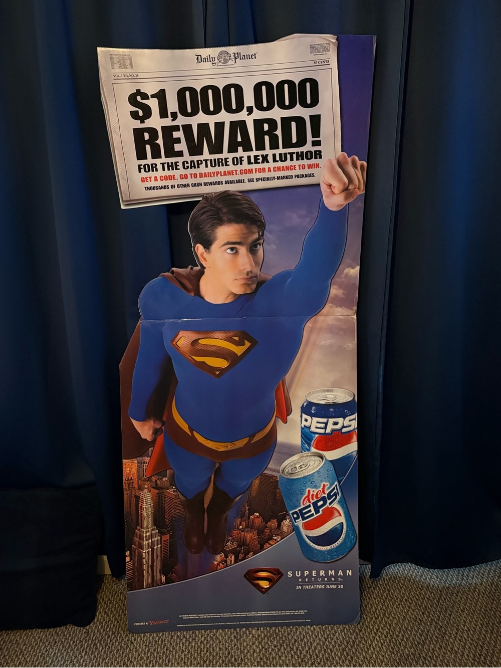 Rare Superman Returns Promotional Cardboard Cutout DC Comics Pepsi